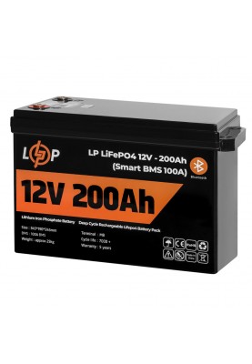 Акумуляторна батарея LogicPower 12V 200 AH (2560Wh) для ДБЖ (Smart BMS 100А) LiFePO4