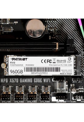 Накопичувач SSD  960GB Patriot P310 M.2 2280 PCIe NVMe 3.0 x4 TLC (P310P960GM28)