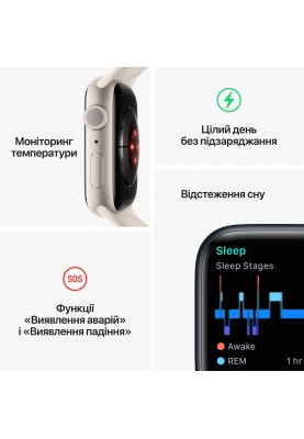 Смарт-годинник Apple Watch Series 8 GPS 41mm Midnight Aluminium Case with Midnight Sport Band - Regular (MNP53UL/A)