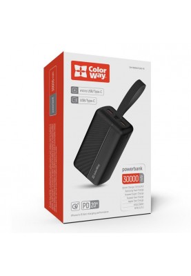 Універсальна мобільна батарея ColorWay High-power 2 30000mAh Black (CW-PB300LPC2BK-PD)