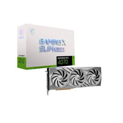Відеокарта GF RTX 4070 12GB GDDR6X Gaming X Slim White MSI (GeForce RTX 4070 GAMING X SLIM WHITE 12G)