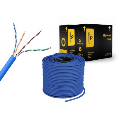 Кабель вита пара Cablexpert (UPC-5004E-SOL-B) CAT5e, алюміній під міддю (CCA з AWG24), неекранований, блакитний, 305м