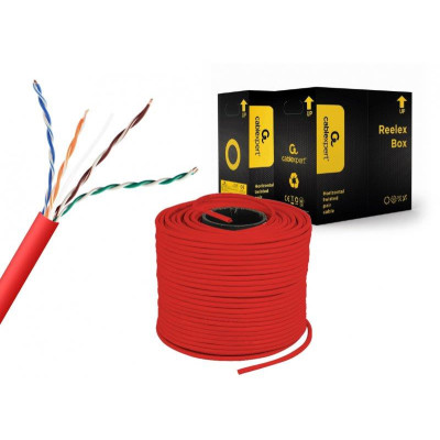 Кабель вита пара Cablexpert (UPC-5004E-SOL-R) CAT5e, алюміній під міддю (CCA з AWG24), неекранований, червоний, 305м