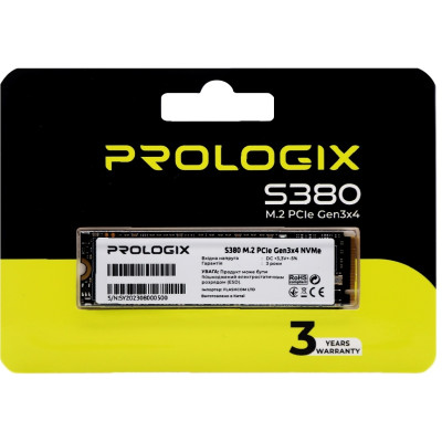 Накопичувач SSD  512GB Prologix S380 M.2 2280 PCIe 3.0 x4 NVMe TLC (PRO512GS380)_акція