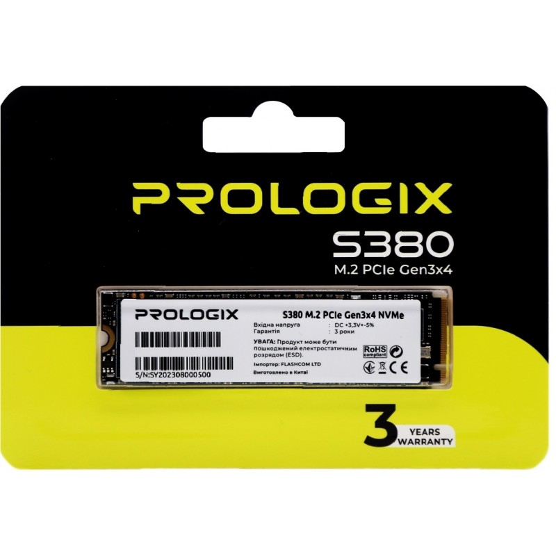 Накопичувач SSD  512GB Prologix S380 M.2 2280 PCIe 3.0 x4 NVMe TLC (PRO512GS380)