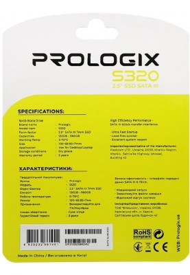 Накопичувач SSD  480GB Prologix S320 2.5" SATAIII TLC (PRO480GS320)