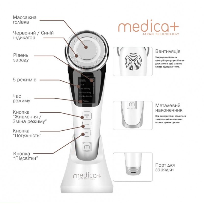 Мікрострумовий ліфтинг-масажер для обличчя Medica+ Skin Lifting 7.0 White (MD-112204)