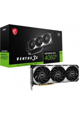 Відеокарта GF RTX 4060 Ti 16GB GDDR6 Ventus 3X OC MSI (GeForce RTX 4060 Ti VENTUS 3X 16G OC)