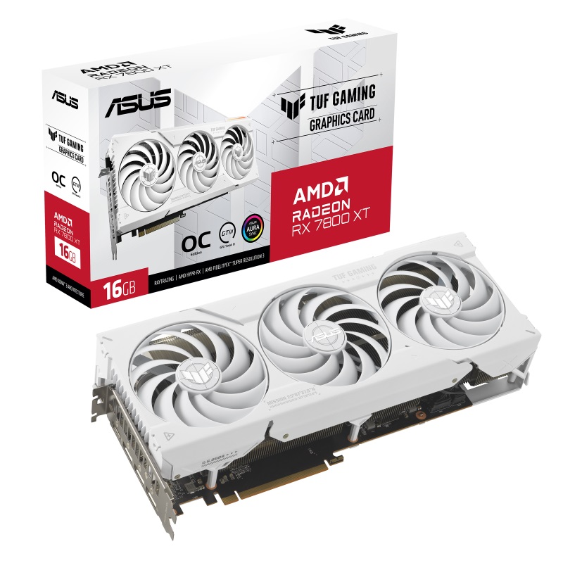 Відеокарта AMD Radeon RX 7800 XT 16GB GDDR6 TUF Gaming OC White Asus (TUF-RX7800XT-O16G-WHITE-GAMING)