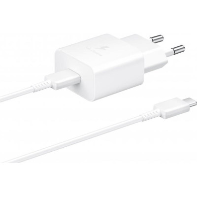 Мережевий зарядний пристрій Samsung 15W (1USBx3A) White (EP-T1510XWEGRU) + кабель Type-C