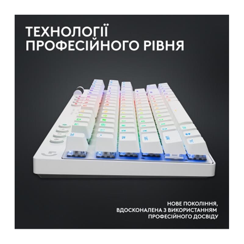 Клавiатура Logitech G PRO X TKL Lightspeed White Tactile (920-012148)