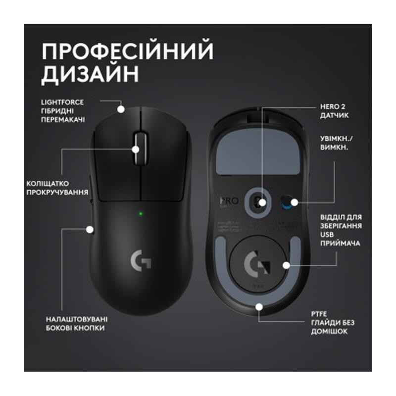 Мишка бездротова Logitech G Pro X Superlight 2 Black (910-006630)