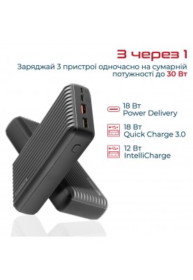 Універсальна мобільна батарея Promate Titan-30 Black 30000mAh