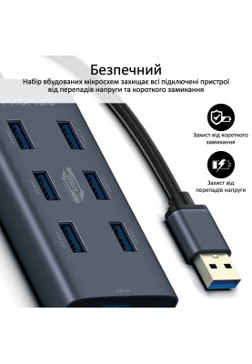 Концентратор USB Promate EzHub Grey (ezhub-7.grey)