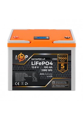 Акумуляторна батарея LogicPower 12V 100 AH (1280Wh) для ДБЖ з LCD (BMS 80A/40А) LiFePO4