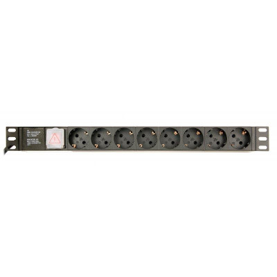 Блок розеток EnerGenie 19" 1U (EG-PDU-014) алюм. корп.,  8 розеток,  16A, 3м, чорний, вилка Schuko
