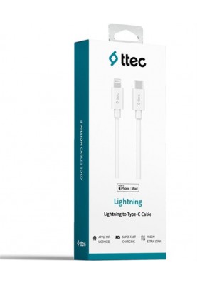 Кабель Ttec USB Type-C - Lightning (M/M), 1.5 м, White (2DKM04B)