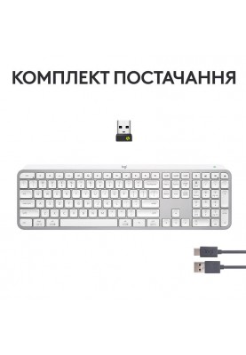 Клавiатура бездротова Logitech MX Keys S Pale Grey (920-011588)