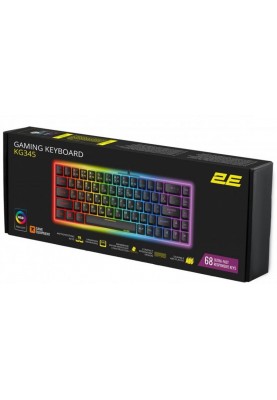 Клавіатура 2E Gaming KG345 RGB 68key USB Transparent