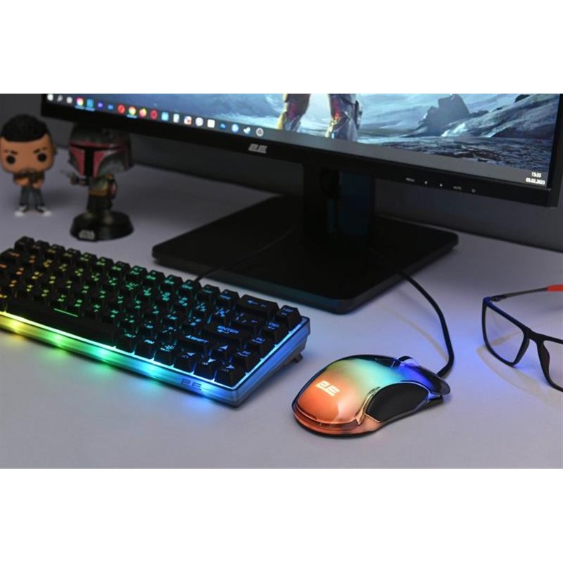 Клавіатура 2E Gaming KG345 RGB 68key USB Transparent