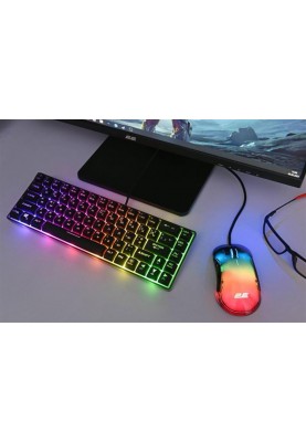 Клавіатура 2E Gaming KG345 RGB 68key USB Transparent