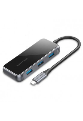 Концентратор Vention 5 в 1 Type-C-HDMI-USB-PD 3USB 3.0 4K 60Hz 87W 0.15m Black (TFBHB)