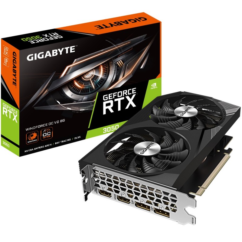 Відеокарта GF RTX 3050 8GB GDDR6 WindForce OC V2 Gigabyte (GV-N3050WF2OCV2-8GD)