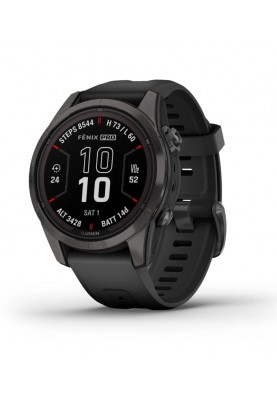 Смарт-годинник Garmin Fenix 7S Pro Sapphire Solar Carbon Gray Titanium with Black Silicone (010-02776-54)