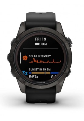 Смарт-годинник Garmin Fenix 7S Pro Sapphire Solar Carbon Gray Titanium with Black Silicone (010-02776-54)