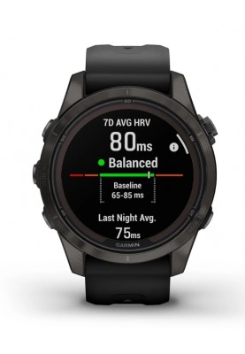 Смарт-годинник Garmin Fenix 7S Pro Sapphire Solar Carbon Gray Titanium with Black Silicone (010-02776-54)