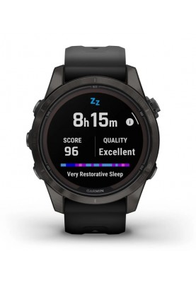 Смарт-годинник Garmin Fenix 7S Pro Sapphire Solar Carbon Gray Titanium with Black Silicone (010-02776-54)