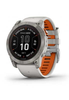 Смарт-годинник Garmin Fenix 7X Pro Sapphire Solar Titanium with Grey/Orange Band (010-02778-64)