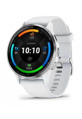 Смарт-годинник Garmin Venu 3 Silver Stainless Steel Bezel with Whitestone Case and Silicone Band (010-02784-50)