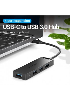 Концентратор Vention 4-Port з micro USB живленням 0.15M Black (TGKBB)