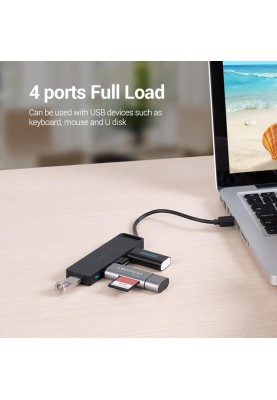 Концентратор Vention 4-Port з micro USB живленням 0.15M Black (CHLBB)