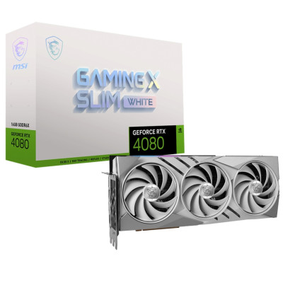 Відеокарта GF RTX 4080 16GB GDDR6X Gaming X Slim White MSI (GeForce RTX 4080 16GB GAMING X SLIM WHITE)