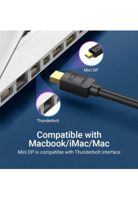 Кабель Vention MiniDisplayPort - DisplayPort V 1.2 (M/M), 3 м, чорний (HAABI)