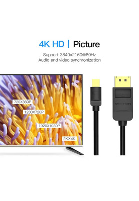 Кабель Vention MiniDisplayPort - DisplayPort V 1.2 (M/M), 3 м, чорний (HAABI)