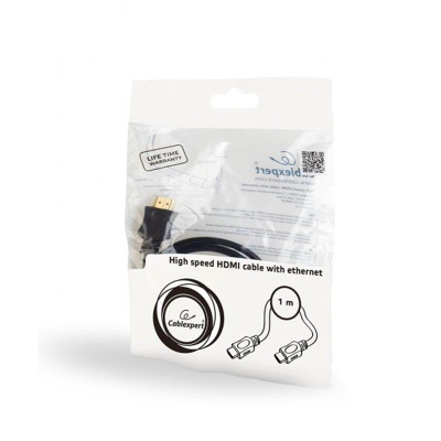 Кабель Cablexpert HDMI - HDMI V 1.4 (M/M), 1 м, чорний (CC-HDMI4L-1M) пакет Кабель Cablexpert HDMI - HDMI V 1.4 (M/M), 1 м, чорний (CC-HDMI4L-1M) пакет