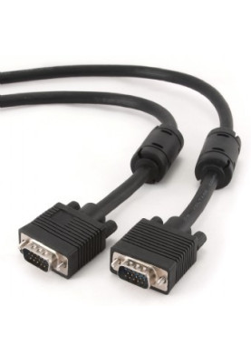 Кабель Cablexpert VGA - VGA (M/M), HD15, з 2-ма фер. кільцями, чорний, 15 м (CC-PPVGA-15M-B) пакет