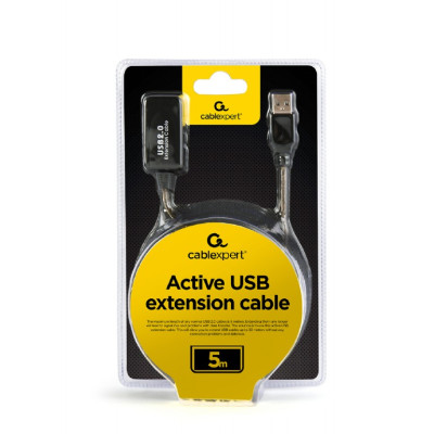 Кабель Cablexpert USB - USB V 2.0 (F/M), активний подовжувач, 5 м, чорний (UAE-01-5M) Кабель Cablexpert USB - USB V 2.0 (F/M), активний подовжувач, 5 м, чорний (UAE-01-5M)