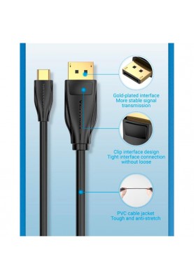 Кабель Vention DisplayPort - USB Type-C (M/M), 2 м, Black (CGYBH)