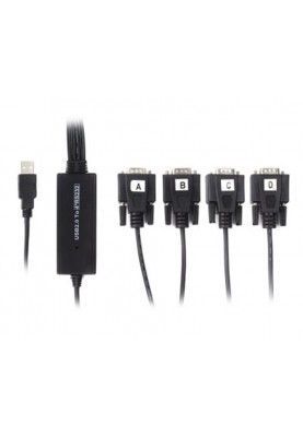 Кабель Viewcon USB - 4хCOM (M/M), (9+25pin), 1.4 м, Black (VE671)