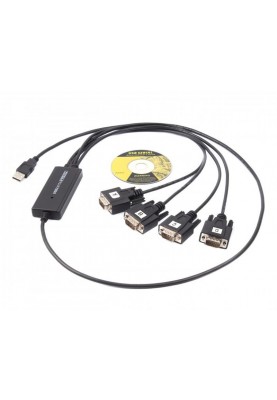 Кабель Viewcon USB - 4хCOM (M/M), (9+25pin), 1.4 м, Black (VE671)