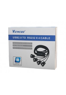 Кабель Viewcon USB - 4хCOM (M/M), (9+25pin), 1.4 м, Black (VE671)