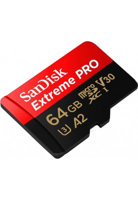 Карта пам`ятi MicroSDXC 64GB UHS-I U3 R200/W90MB/s SanDisk Extreme Pro V30 + SD-адаптер (SDSQXCU-064G-GN6MA)