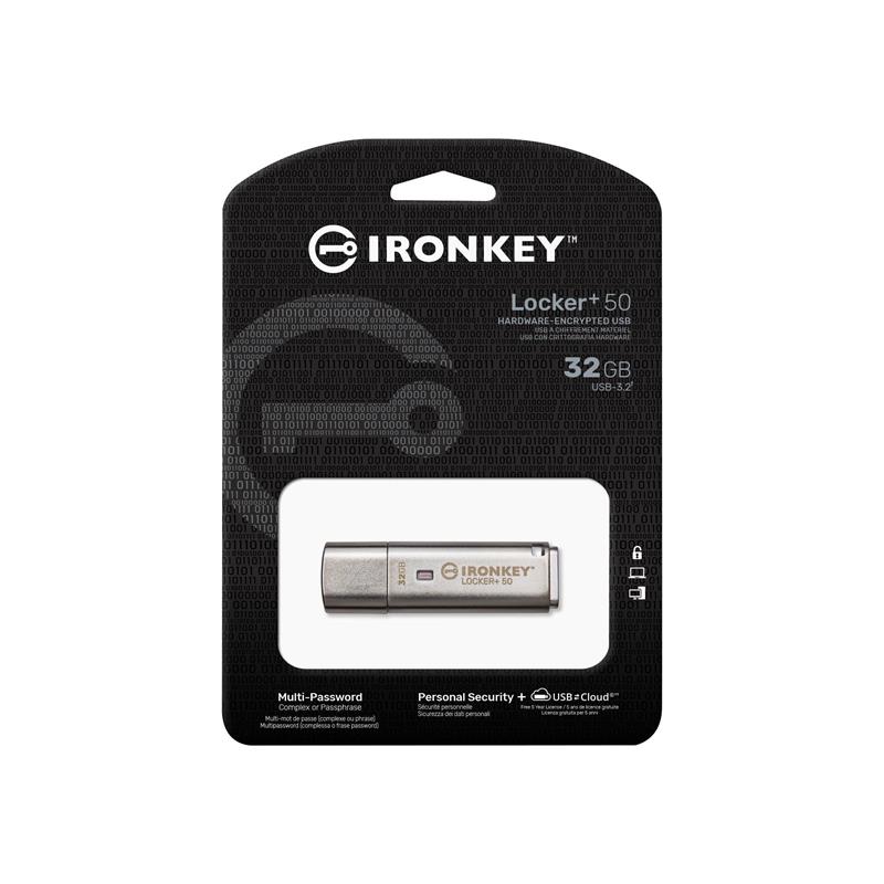 Флеш-накопичувач USB3.2 32GB Kingston IronKey Locker+ 50 (IKLP50/32GB)