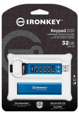 Флеш-накопичувач USB3.2 32GB Kingston IronKey Keypad 200 Type-A Blue (IKKP200/32GB)