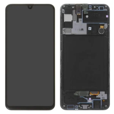 Дисплей Samsung SM-A307F Galaxy A30s (2019) у зборі з сенсором та рамкою black service orig (L14780)
