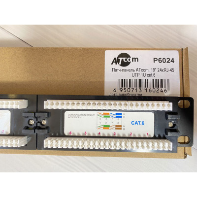 Патч-панель ATcom P6024 19" 24хRJ-45 UTP 1U cat.6 Патч-панель ATcom P6024 19" 24хRJ-45 UTP 1U cat.6